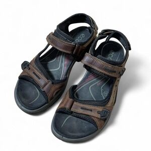 Ecco Brown Leather Adjustable Strap Walking‎ Sandals Size 38